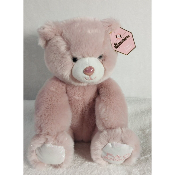 Schwarz Sparklers Teddy Bear FAO 10 Inch, Soft Plush, Pink NWT - Picture 1 of 8